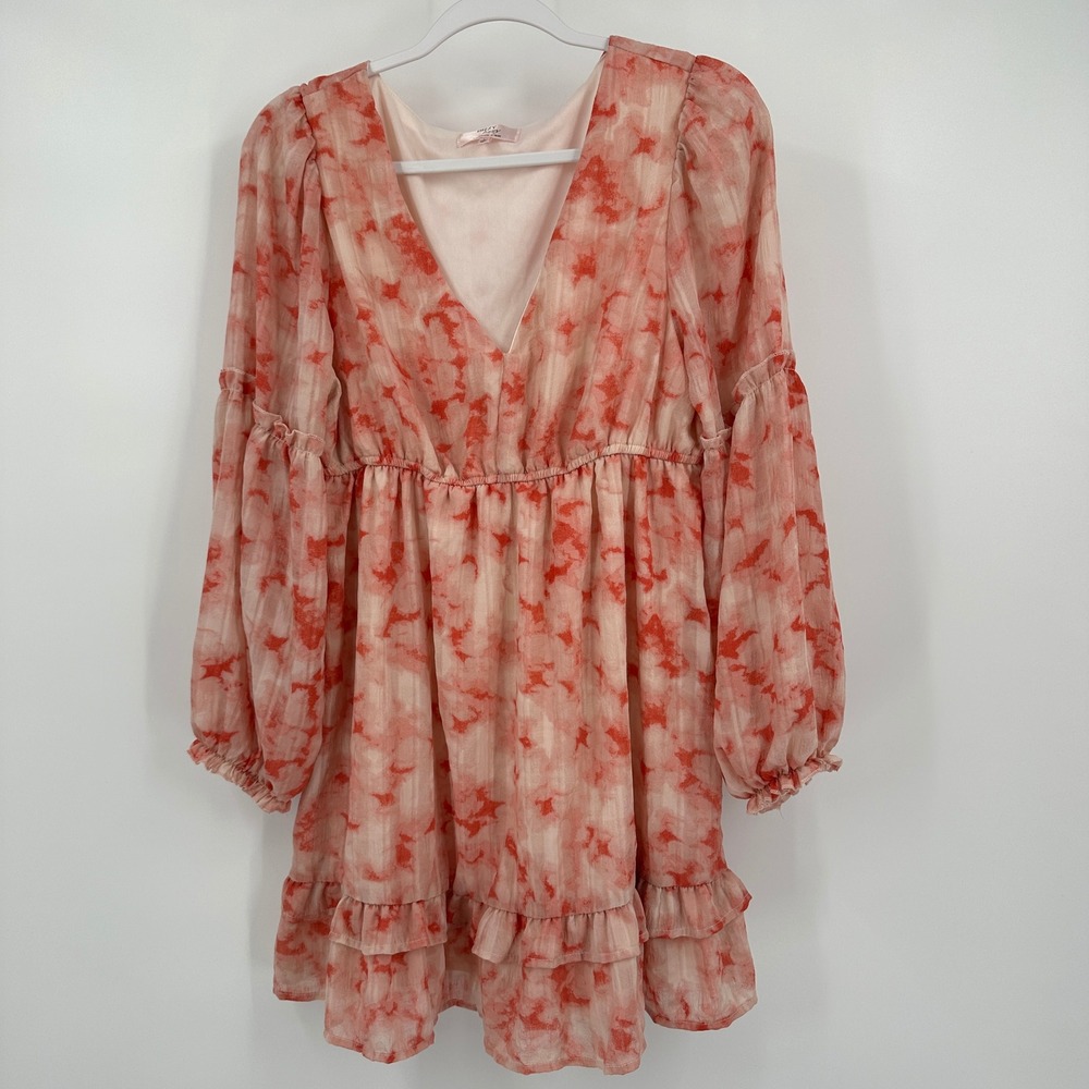 Dizzy‎ Lizzy Womens Cottagecore Ruffle Peasant Dress Size L Boho Floral Romantic